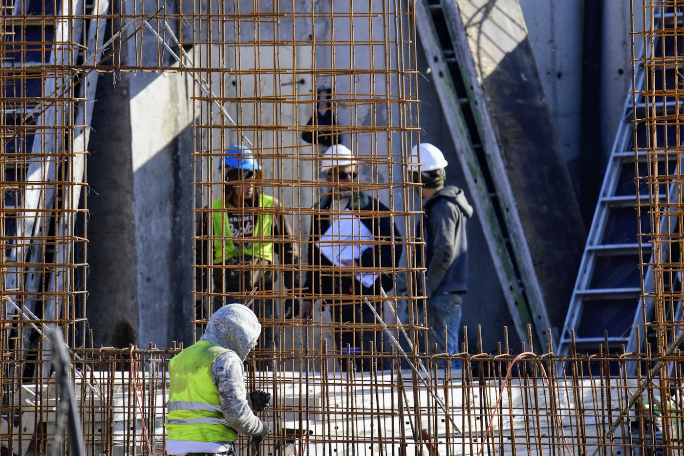 Field crews on structural steel